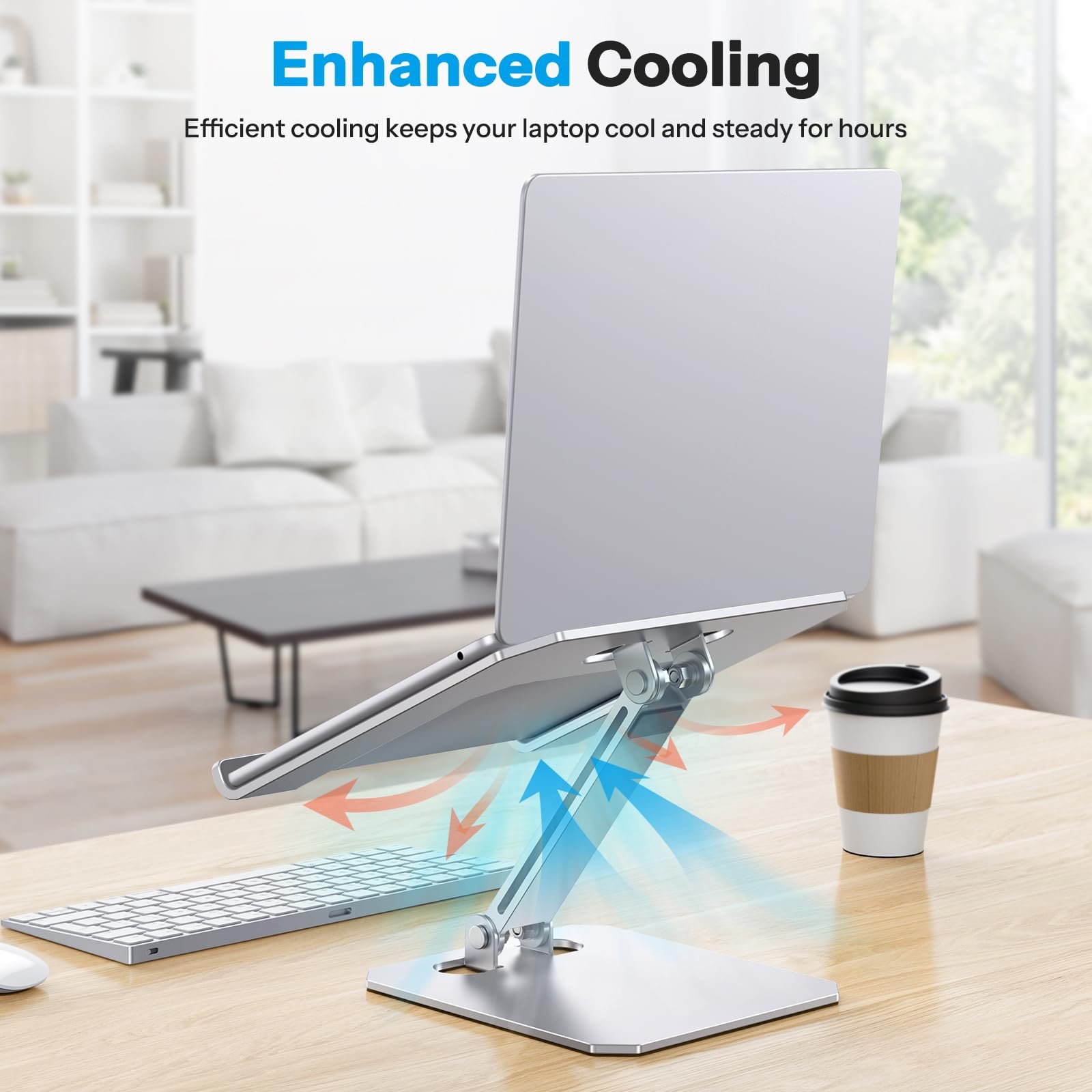 Підставка для ноутбука OMOTON Алюміній Регульована по висоті Сріблястий, фото №5