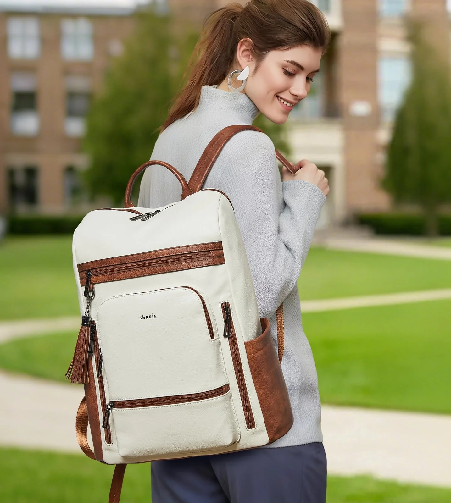 Рюкзак для ноутбука Shrrie Vegan Leather 17 дюймів 28 л, фото №2