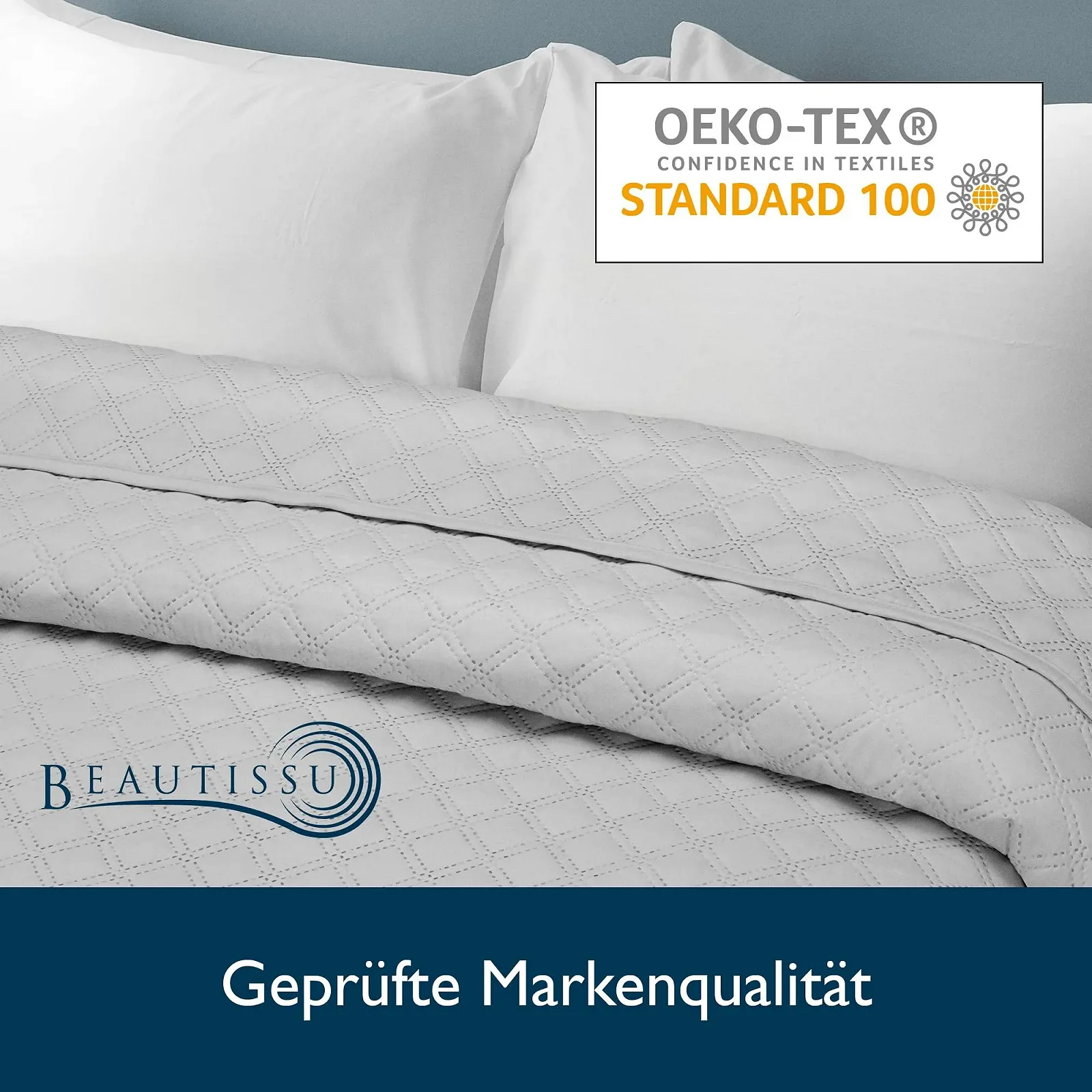 Покривало Beautissu Olivia 240 x 220 см, стьобане, сіро-світле, фото №5