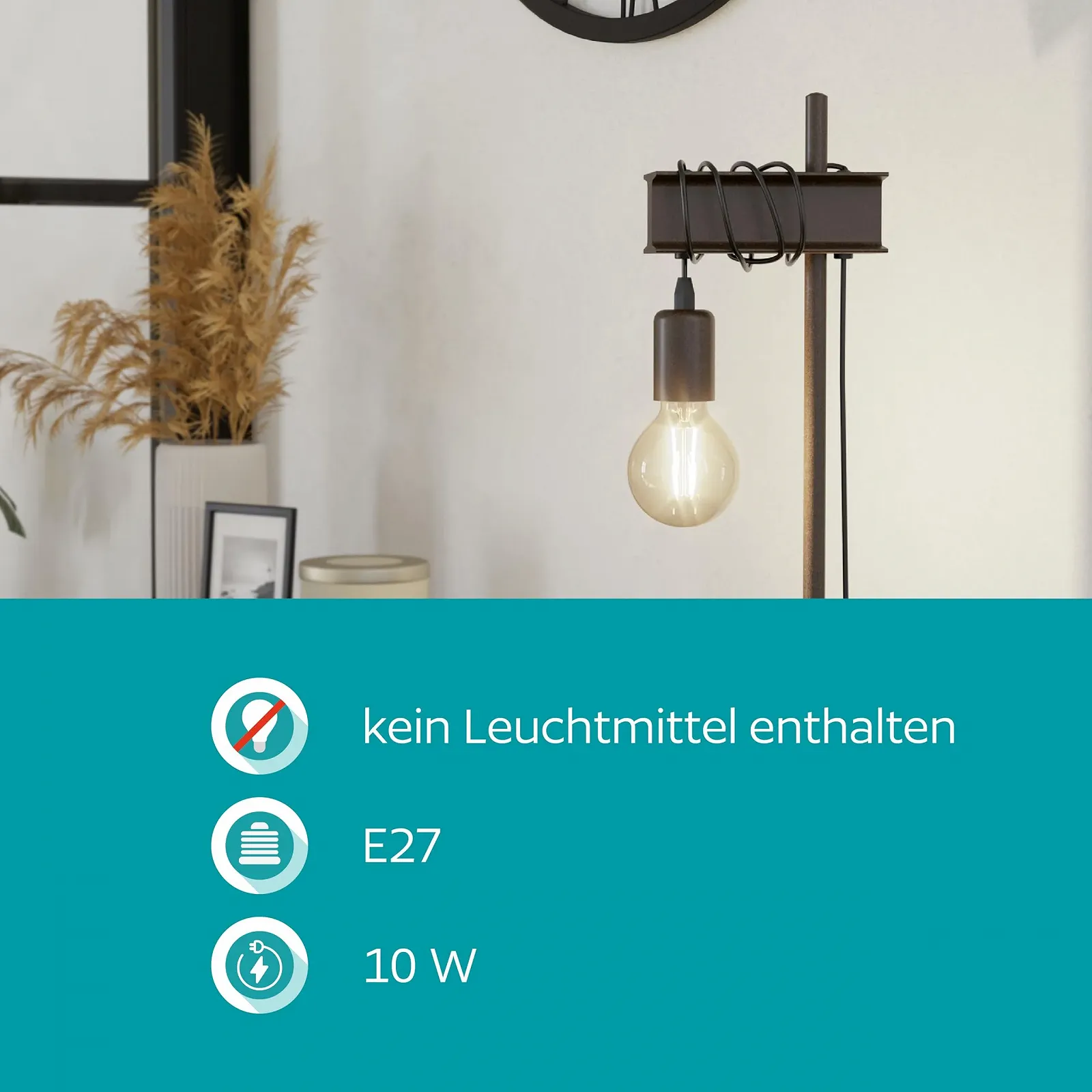 Настольная лампа EGLO Townshend 4 Vintage Industrial Metal Antique Brown E27, фото №4