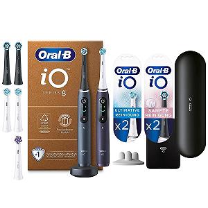 Электрическая зубная щетка Oral-B iO Series 8 Plus Edition, двойная упаковка и 3 сменные головки + 2 Ultimate Cleaning & 2 Gentle Cleaning, 6 режимов чистки, черный/фиолетовый - Фото 1