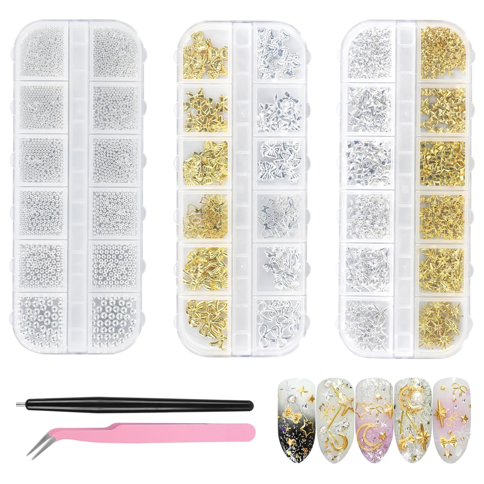 Прикраса для нігтів 3 коробки 36 видів, фото №1