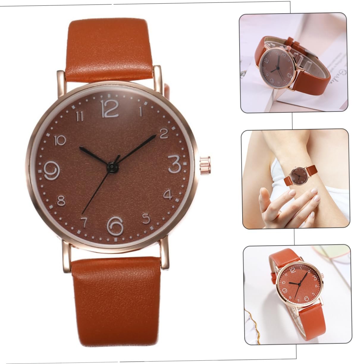 Часы кварцевые PartyKindom женские коричневые, фото №4 Часы кварцевые PartyKindom женские коричневые, фото №4