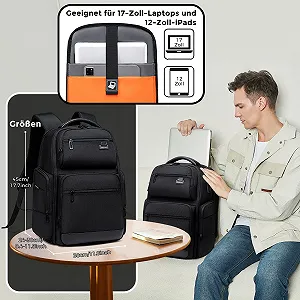 Рюкзак для ноутбука FENRUIEN Expandable 17 дюймов Waterproof USB Anti-Theft Black synthetic.ua - Фото 1