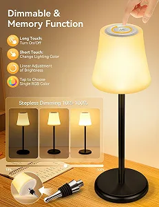 Настільна лампа LED Бездротова IP54 Акумуляторна для пляшок 7 режимів 5200 mAh Біла synthetic.ua - Фото 1