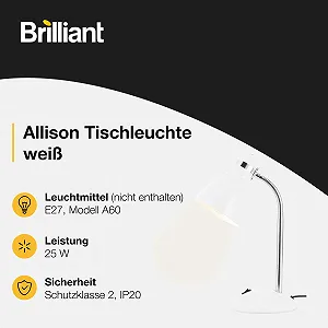Настільна лампа Brilliant Allison E27 Біла synthetic.ua - Фото 1