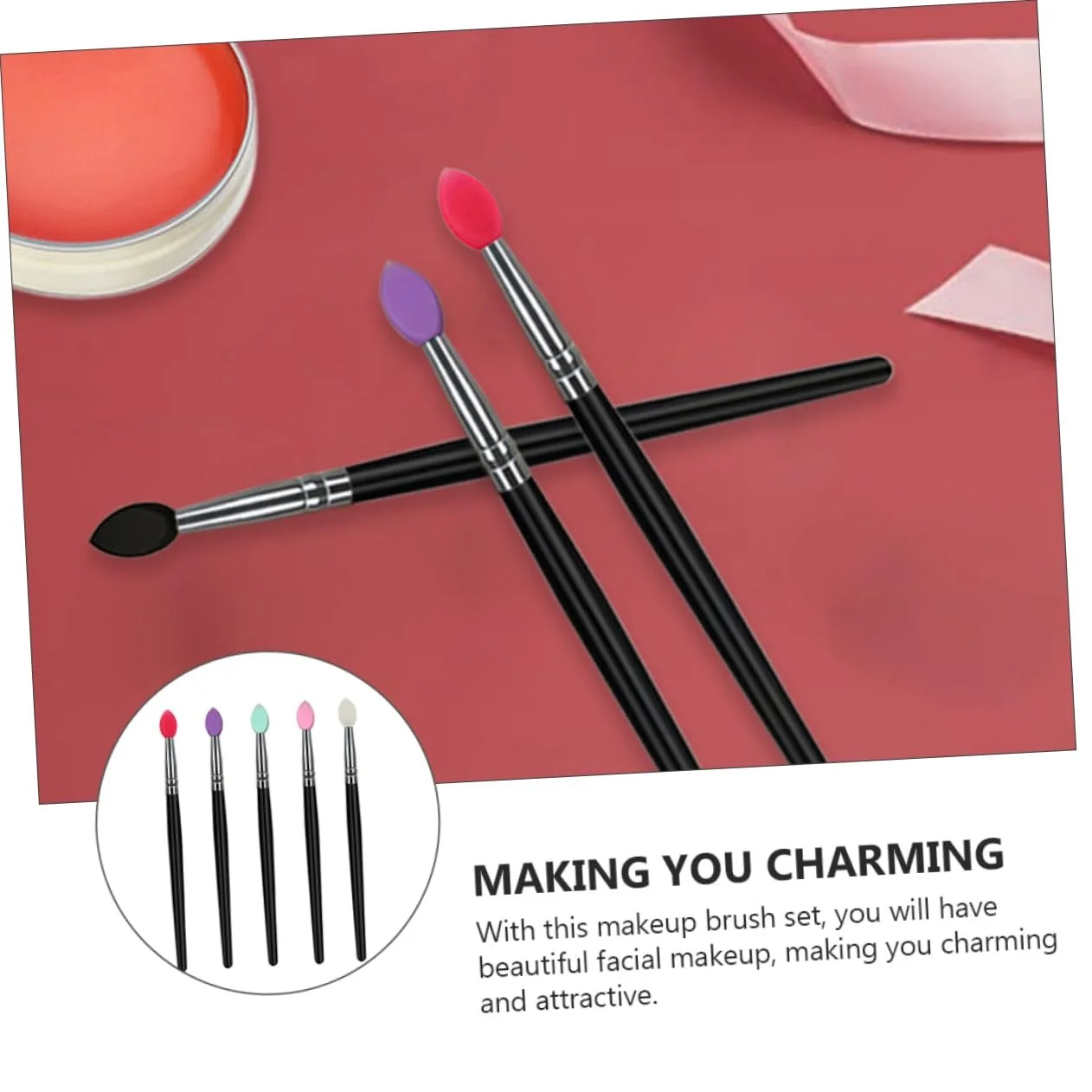 Кисти FRCOLOR для теней аппликатор плоская из искусственного волокна с пластиковой ручкой, фото №2