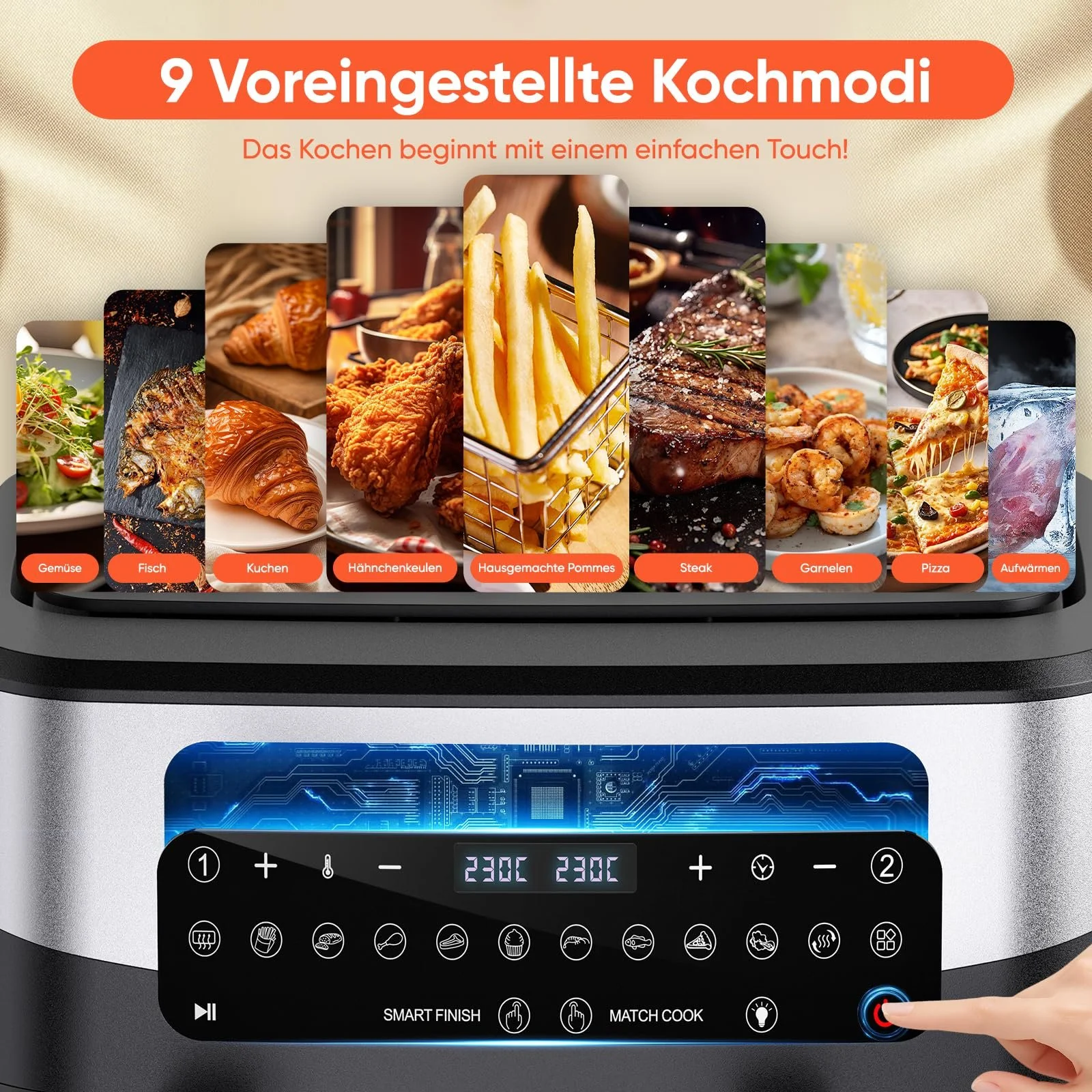 Мультипіч Gidgimo 10л XXL Double Chamber 12-в-1 2800Вт Touch Screen, фото №4