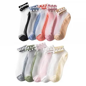 Шкарпетки Tulle Pearl, 10 пар, літні, прозорі - Фото 1