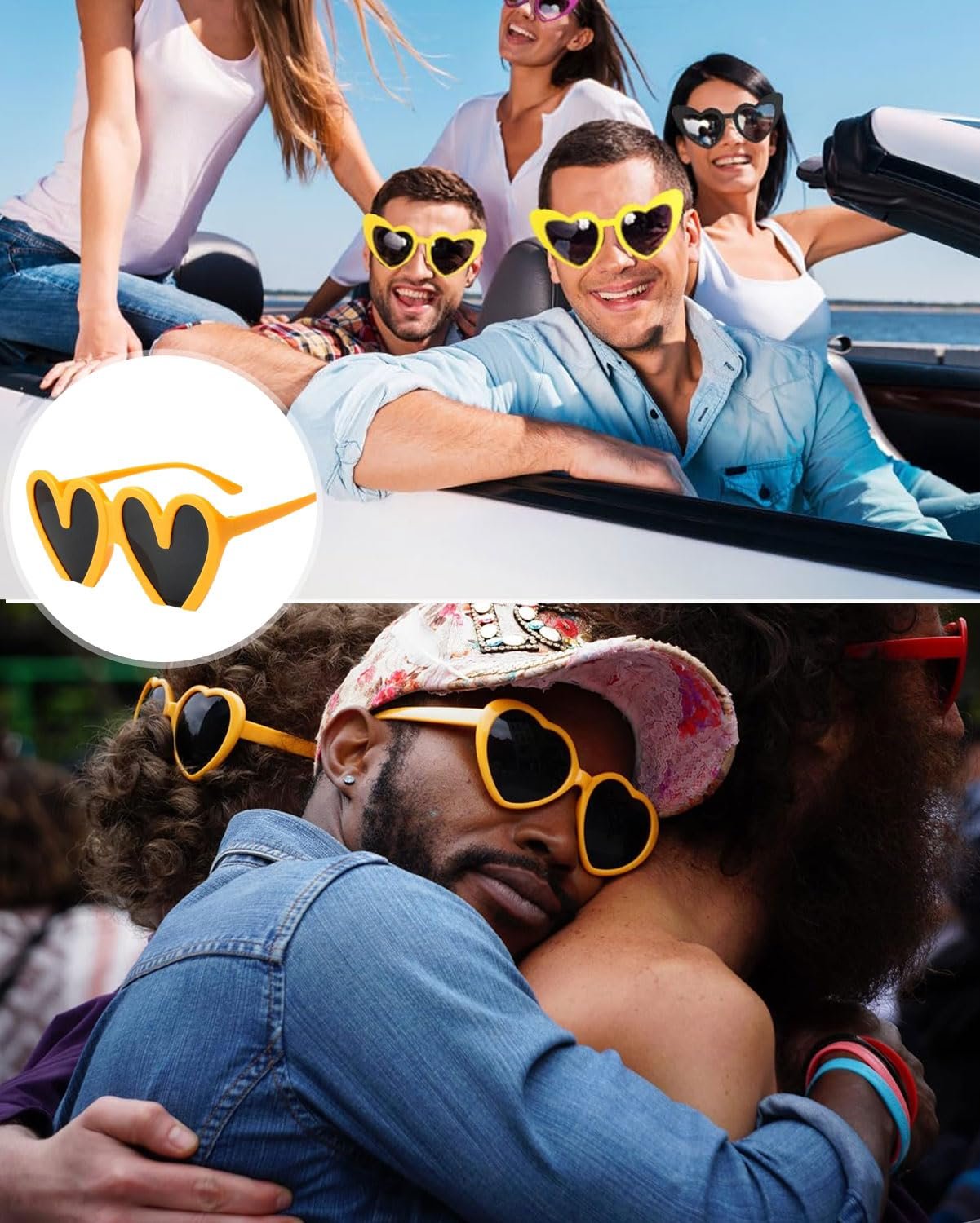 Сонцезахисні Окуляри Серцеподібні Жовтий з Помаранчевим Краєм, фото №5