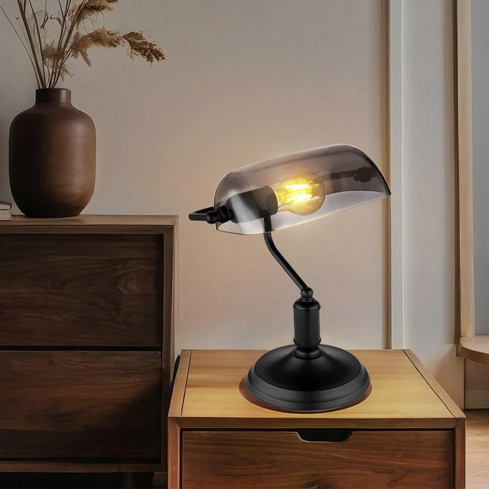 Настольная лампа Globo Banker Дымчатое стекло 1x E27 25 x 32 см Черный, фото №7