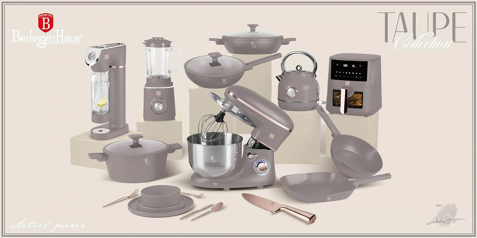 Набір Ножів Berlinger Haus Taupe Collection 6 од. з обробною дошкою, сірий, фото №3