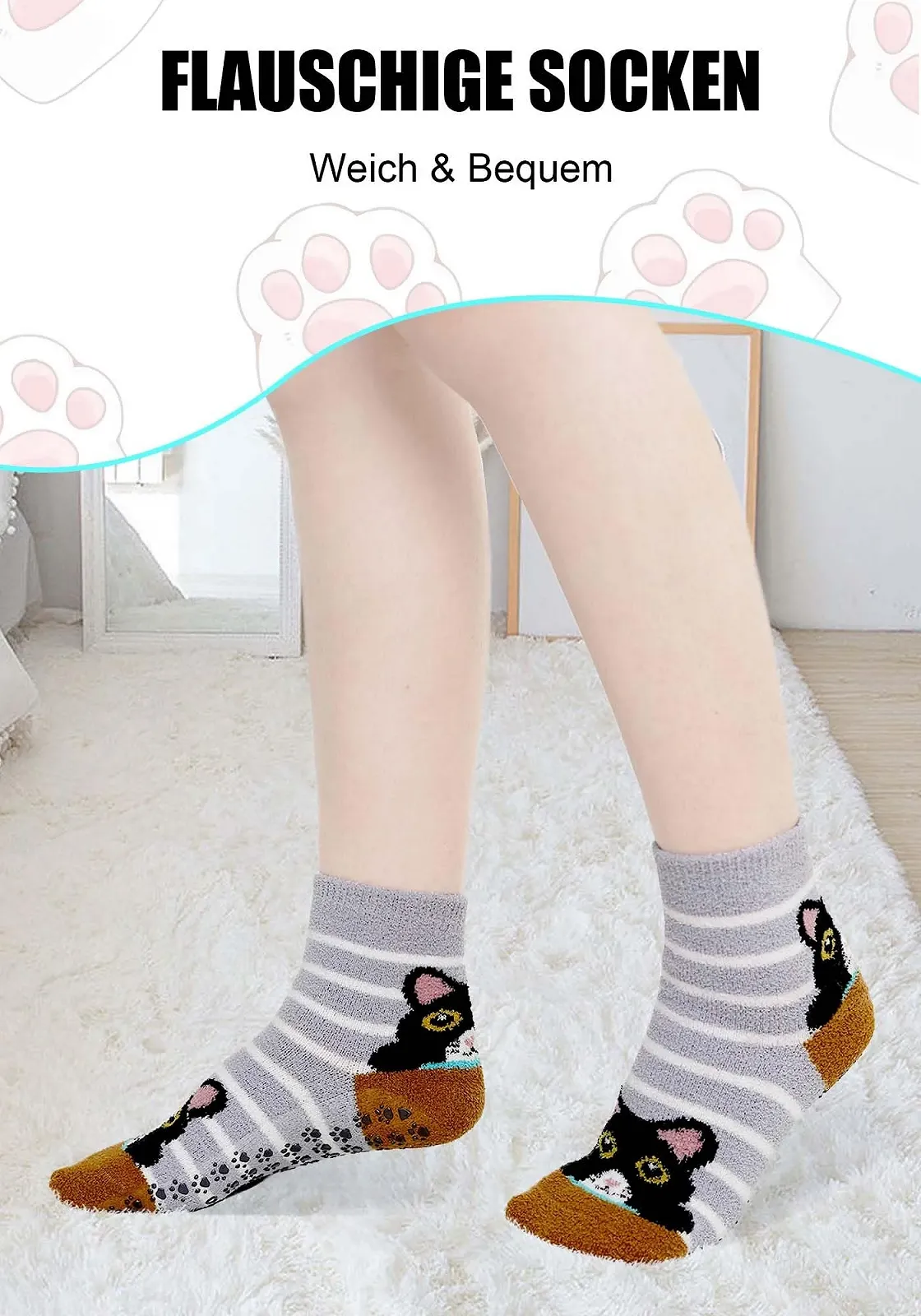 Пухнасті шкарпетки ZAKASA для жінок, 5 пар, фото №4