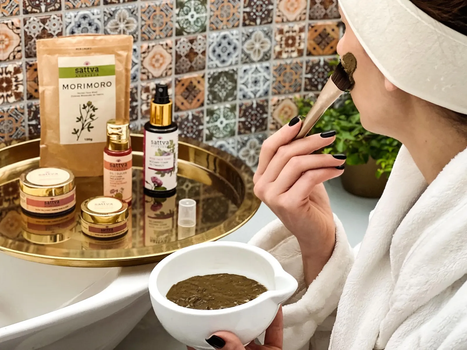 Маска для обличчя Sattva Morimoro Herbal з морингою та марокканською лавовою глиною - антивікова, фото №7