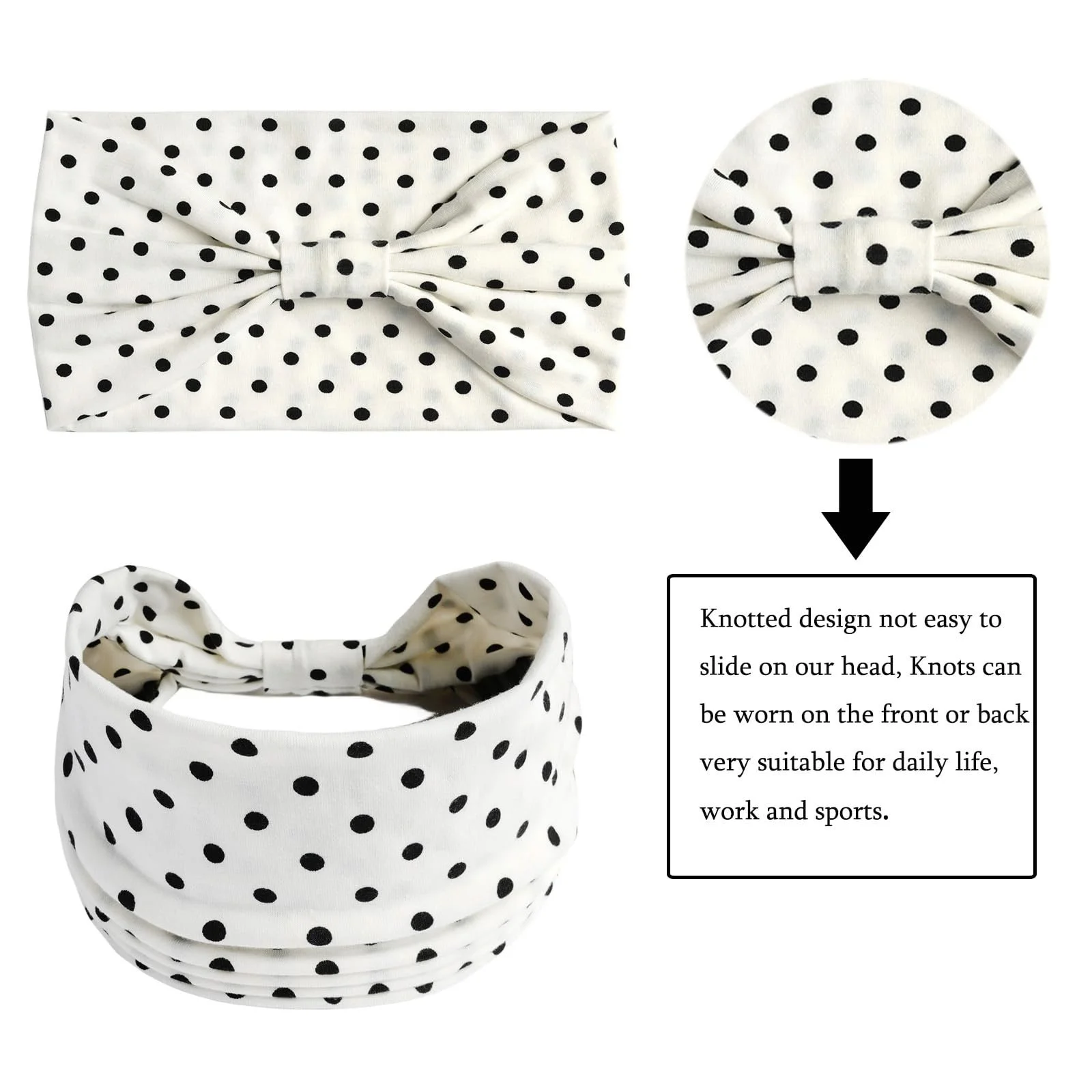 Пов'язка на голову Спортивна Жіноча 3 шт Еластична Бавовняна Широка, фото №4 Пов'язка на голову Спортивна Жіноча 3 шт Еластична Бавовняна Широка, фото №4