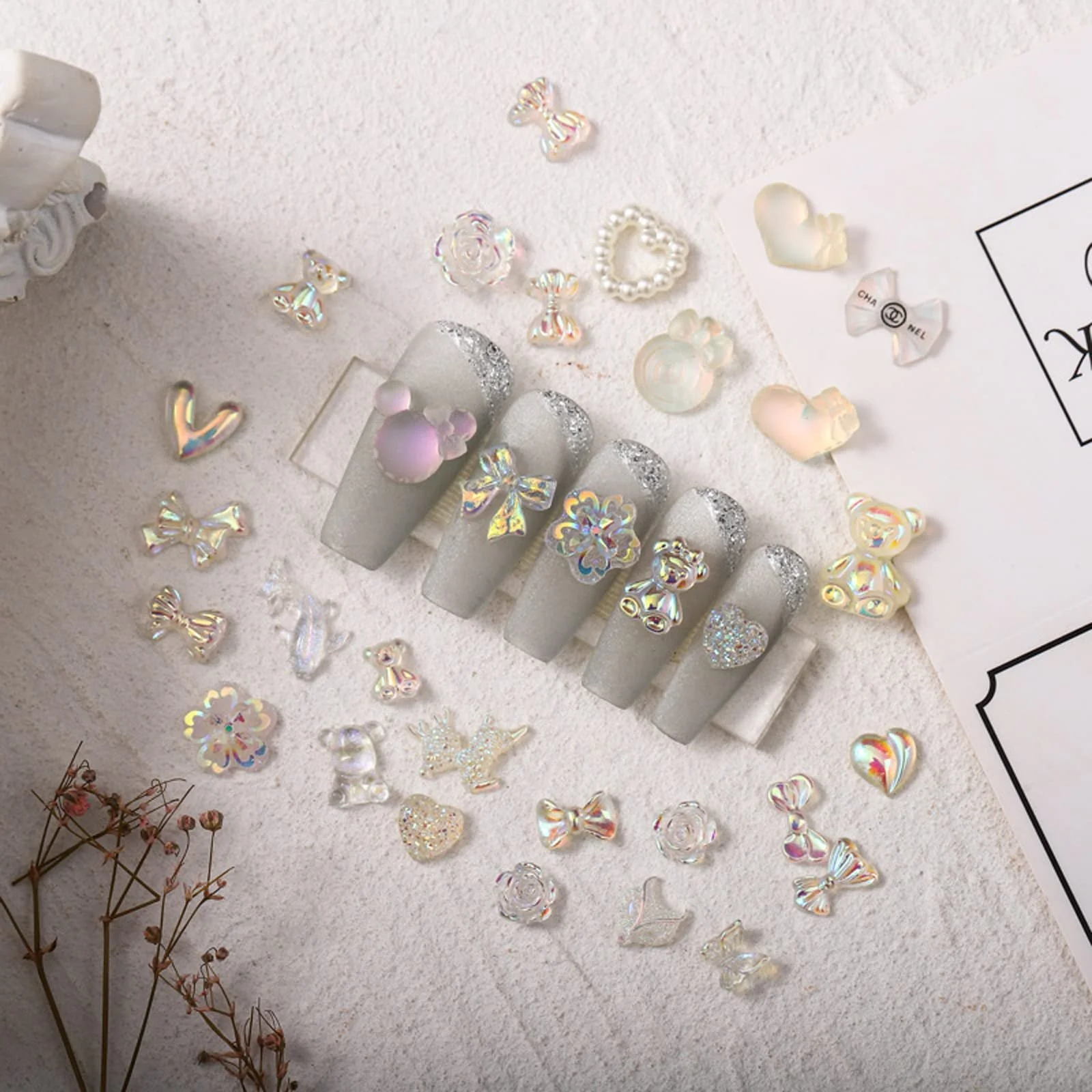 Прикраси для нігтів, набір 100 шт. ведмедиків, метеликів, 3D, фото №7 Прикраси для нігтів, набір 100 шт. ведмедиків, метеликів, 3D, фото №7