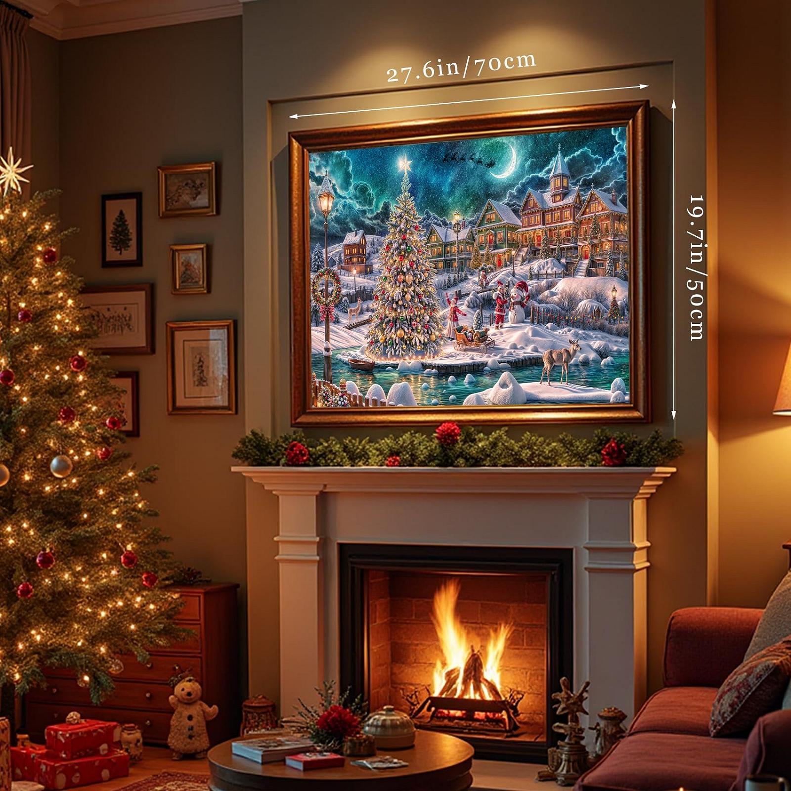 Пазл WISHDIAM Christmas Tree Snowman Christmas Eve Night Сложный 1000 деталей, фото №5