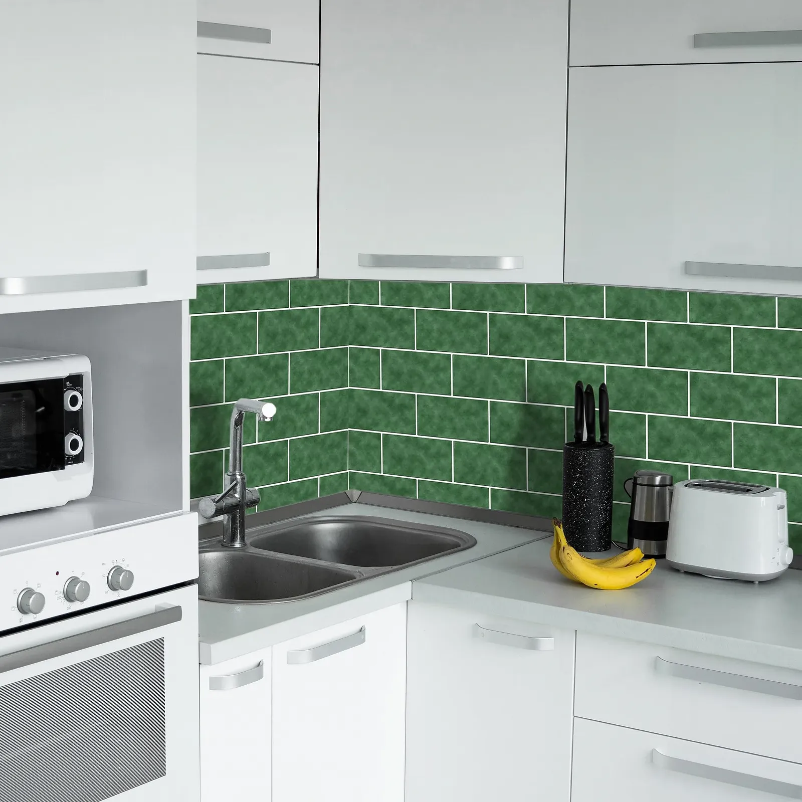 Наклейки на плитку Alwayspon вінілові темно-зелені 24 шт 30 см, фото №7