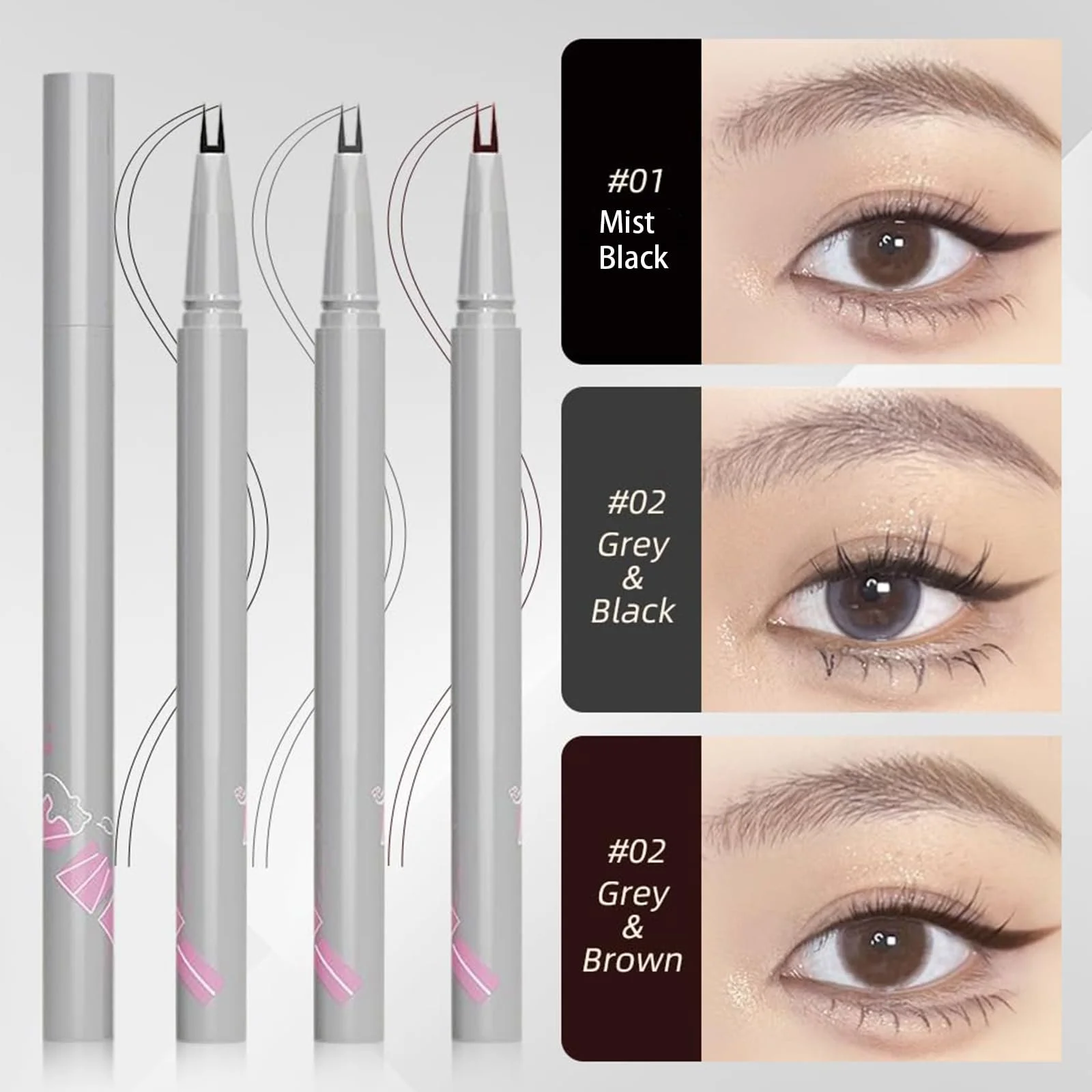 Підводка для вій ZANWANXIN Подвійний кінчик Сіро-чорний, фото №5