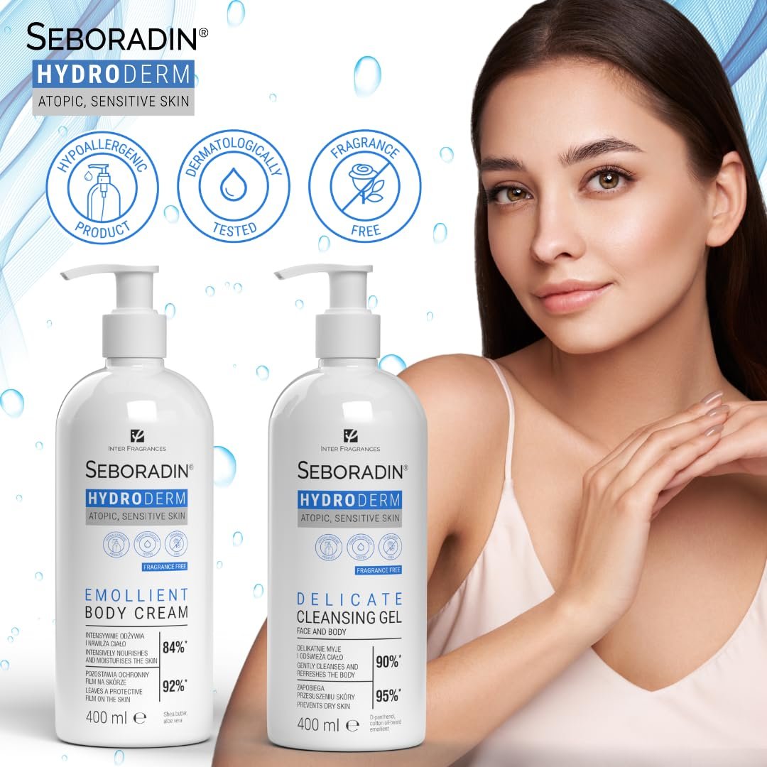 Гель для душу Seboradin Hydroderm для чутливої сухої атопічної шкіри для обличчя та тіла з D-пантенолом та олією насіння бавовни 400 мл, фото №4 Гель для душу Seboradin Hydroderm для чутливої сухої атопічної шкіри для обличчя та тіла з D-пантенолом та олією насіння бавовни 400 мл, фото №4