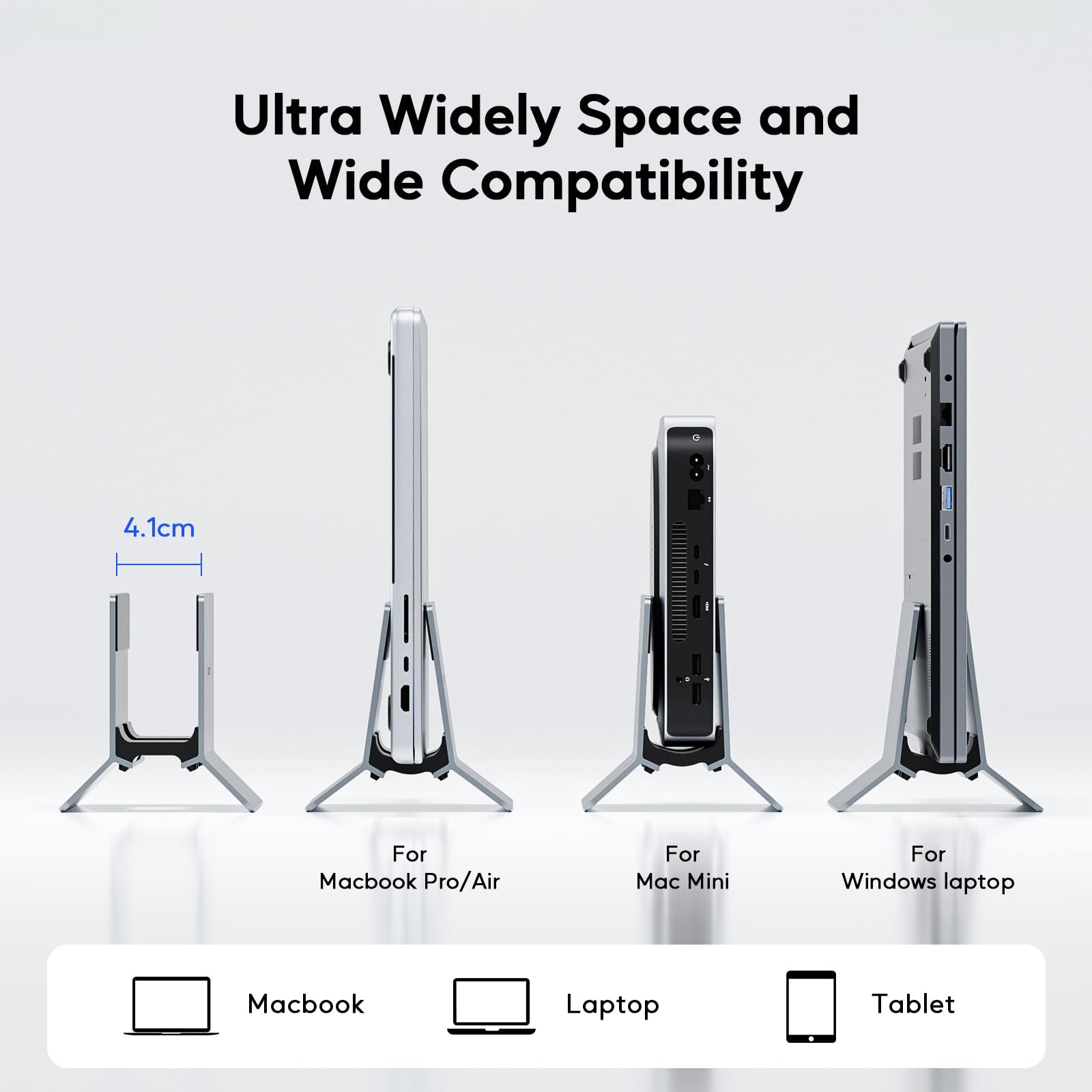 Подставка вертикальная для ноутбука Алюминиевый держатель с регулируемой вертикальной стойкой для ноутбуков, блокнотов, MacBook Air, Pro, планшетов и iPad, Подставка для ноутбука для Mac Mini - Cерый, фото №5 Подставка вертикальная для ноутбука Алюминиевый держатель с регулируемой вертикальной стойкой для ноутбуков, блокнотов, MacBook Air, Pro, планшетов и iPad, Подставка для ноутбука для Mac Mini - Cерый, фото №5