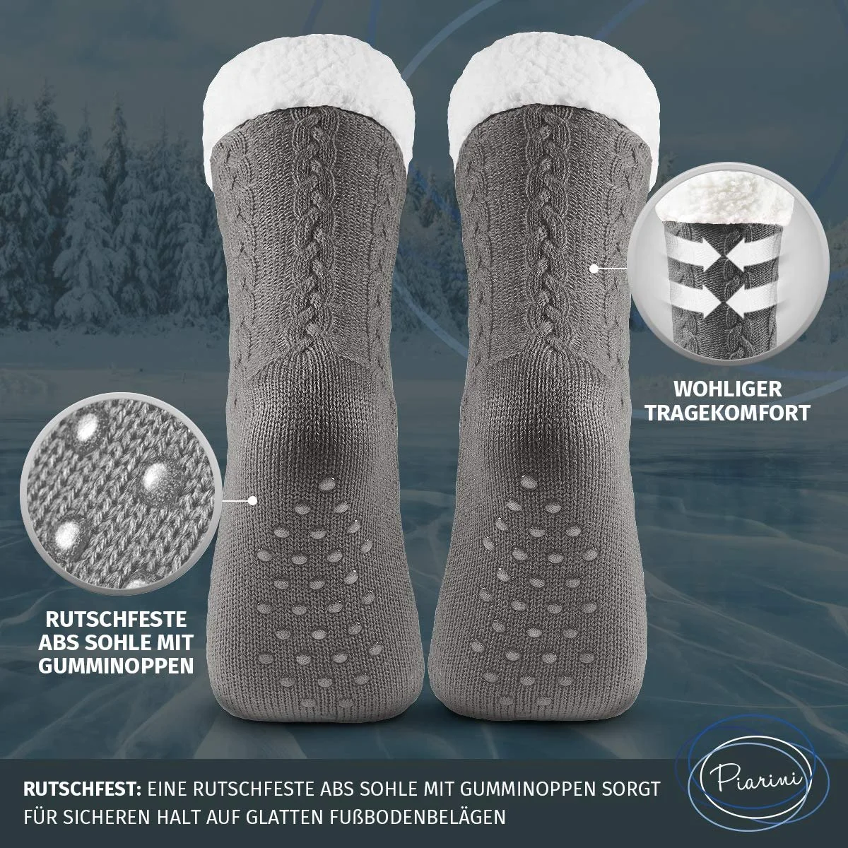 1 пара затишних шкарпеток з ABS підошвою, фото №3