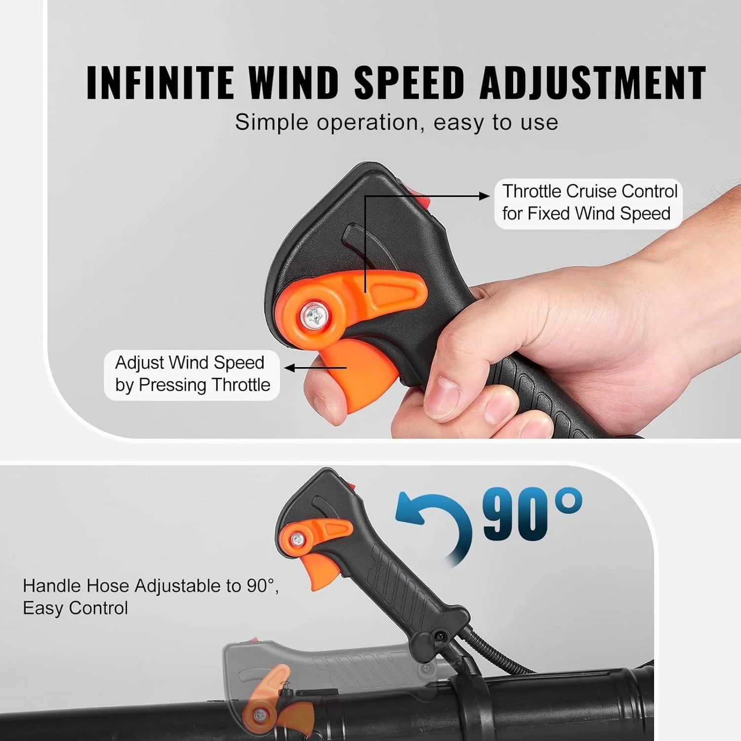 Бензинова ранцева повітродувка VEVOR BL-866B Black/Orange, фото №4