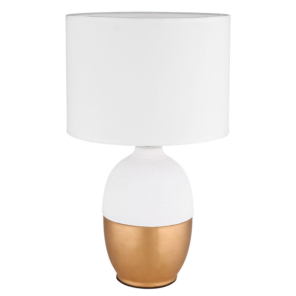 Настільна лампа etc-shop текстильний абажур кераміка золото 1x E14 25 x 43 см біла, фото №1