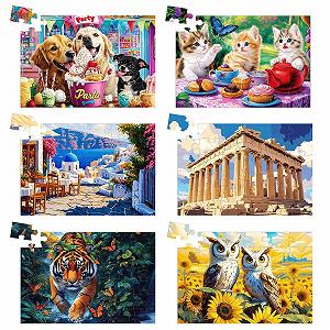 Набор пазлов 6 штук по 36 крупных элементов для пожилых людей - Фото 1