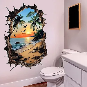 3D Наклейка на стіну Підводний світ Рибки Захід сонця 56 x 56 см synthetic.ua - Фото 1