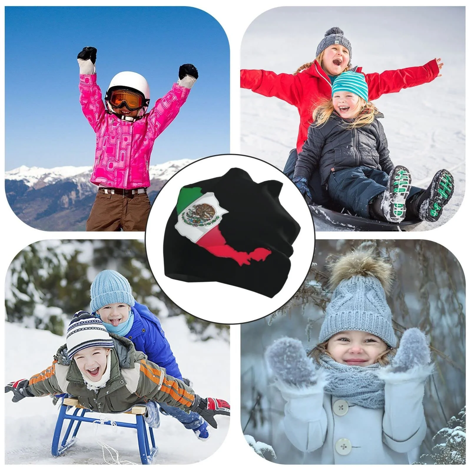 Шапка LOUJIN Mexico Flag Map Slouchy для хлопчиків, тепла в'язана, один розмір, фото №8