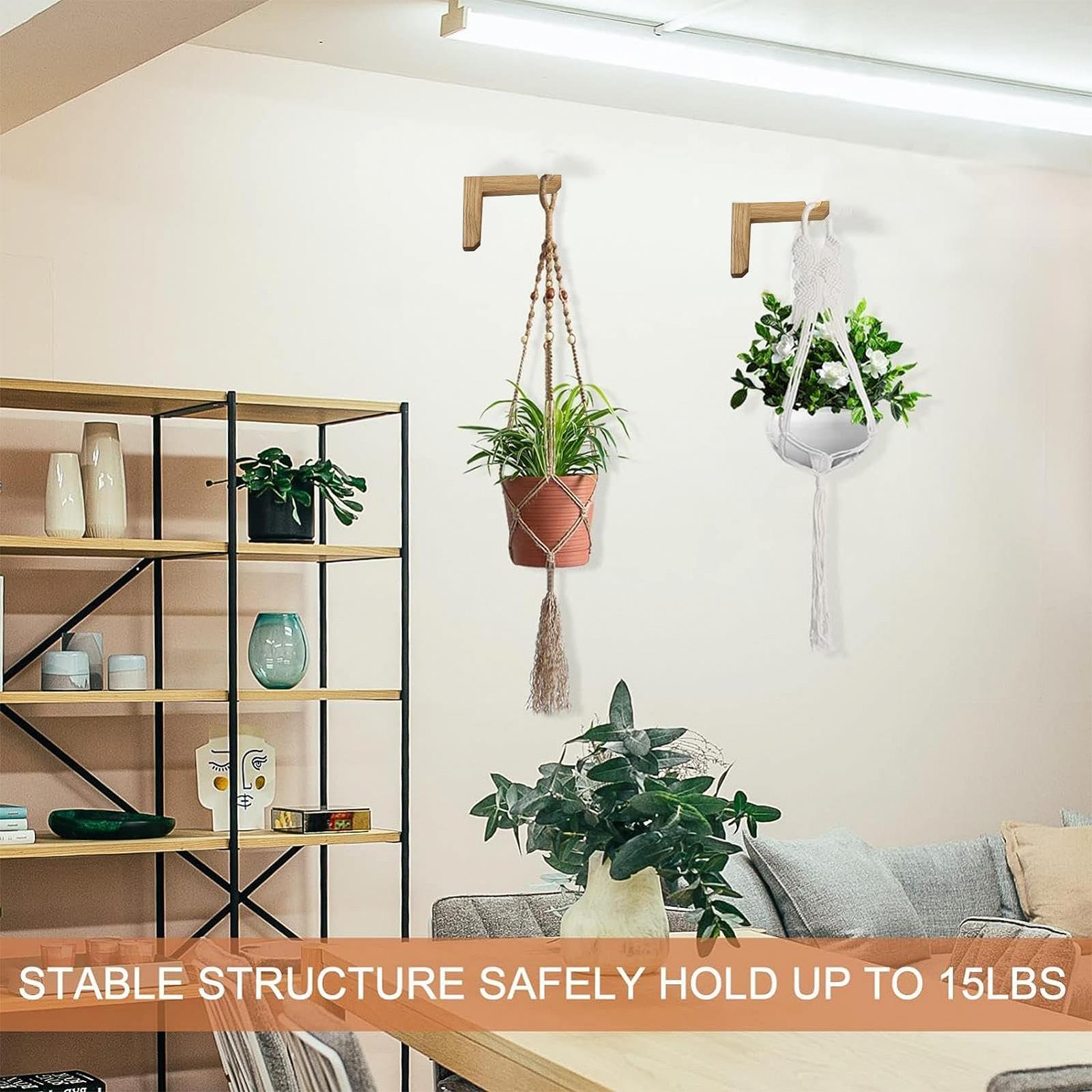 Гачок для рослин настінний L-подібний дерев'яний для приміщень та вулиці, фото №2 Гачок для рослин настінний L-подібний дерев'яний для приміщень та вулиці, фото №2