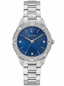 Часы женские Bulova 96R243 Аналоговые Кварцевые с браслетом из нержавеющей стали, серебристо-синий, Браслет synthetic.ua - Фото 1