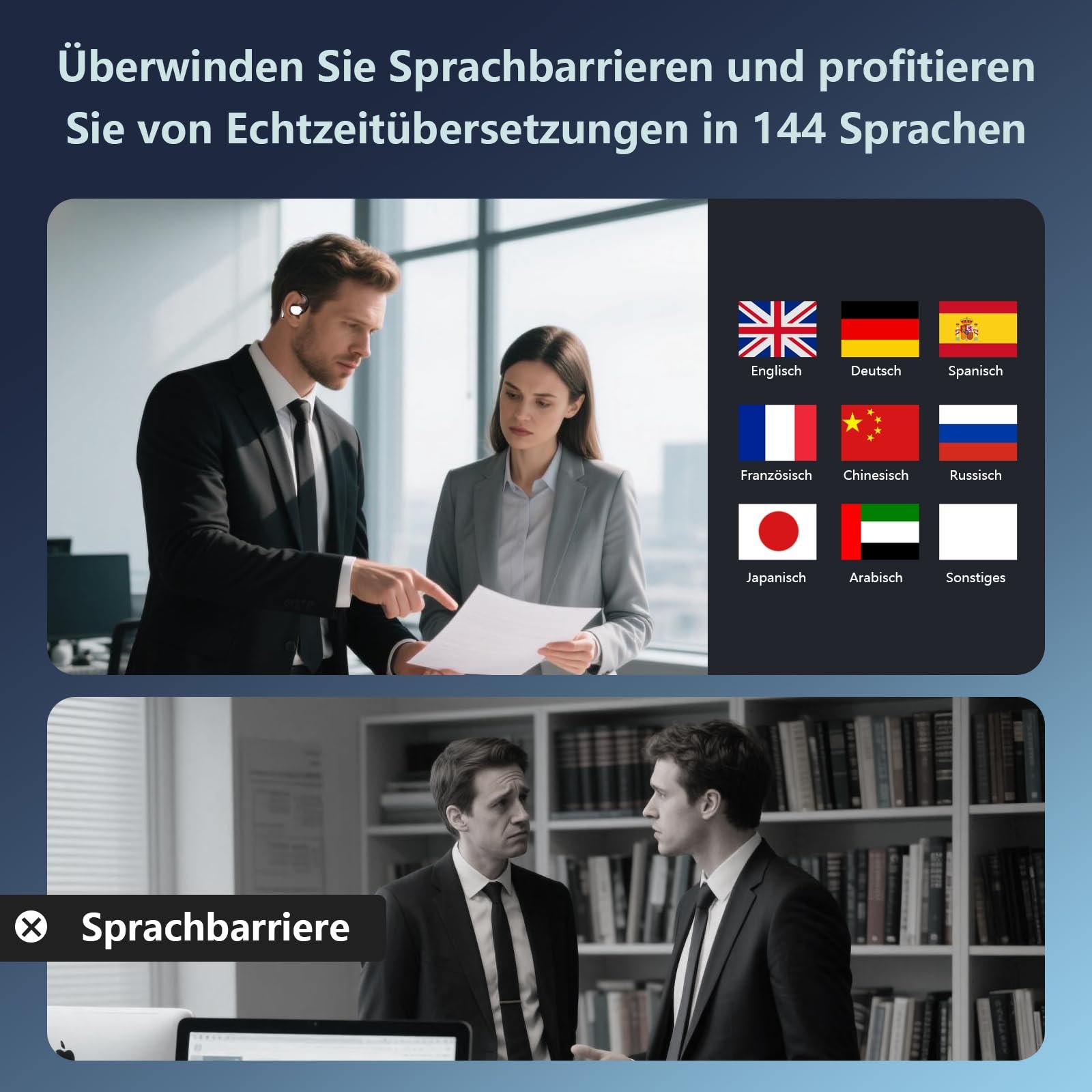 Бездротові навушники для перекладу мов AI BUABMEQ Bluetooth 5.4 з відкритим вухом, фото №2 Бездротові навушники для перекладу мов AI BUABMEQ Bluetooth 5.4 з відкритим вухом, фото №2