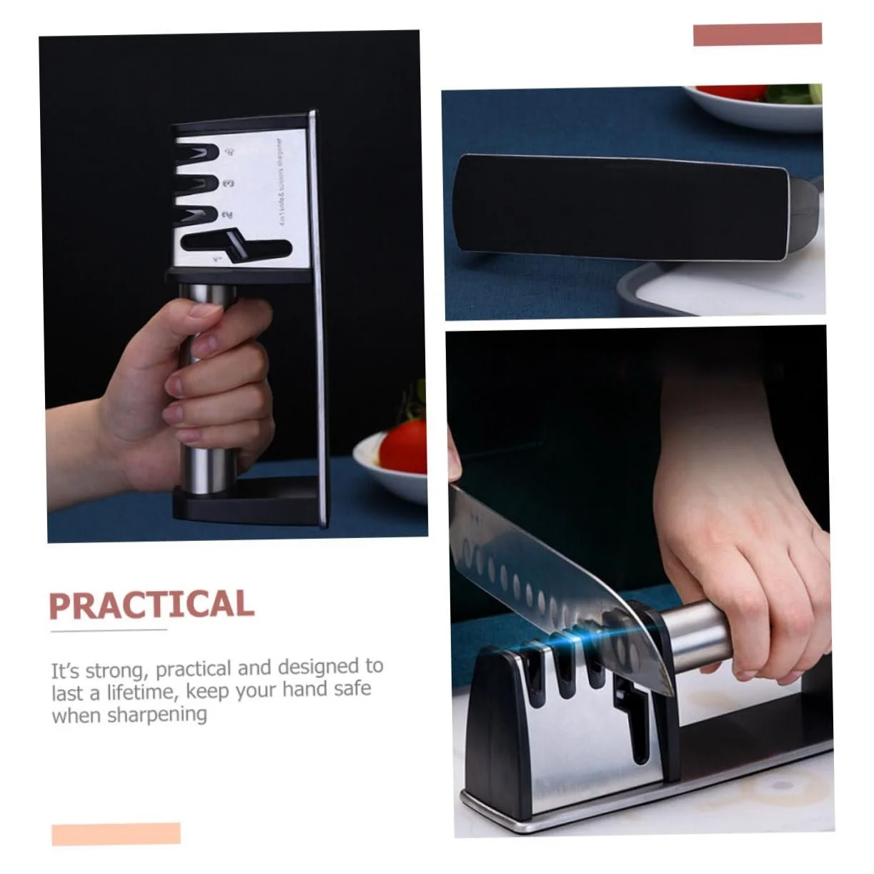 Точилка для ножів ручна з міцного матеріалу з ергономічною ручкою та нековзною основою, фото №3 Точилка для ножів ручна з міцного матеріалу з ергономічною ручкою та нековзною основою, фото №3