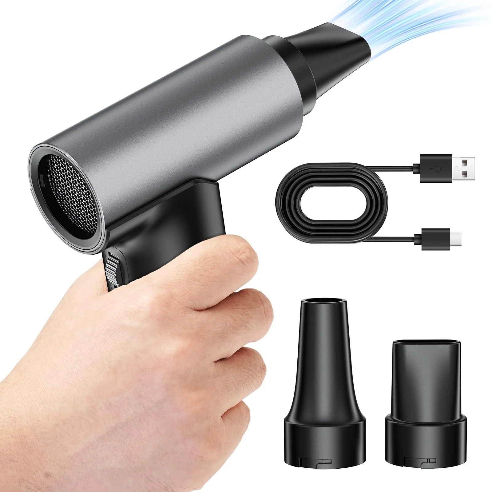 Повітряна повітродувка APPS2Car 130000 RPM 1-10 швидкостей LED-дисплей Type-C Акумуляторна Чорний, фото №9