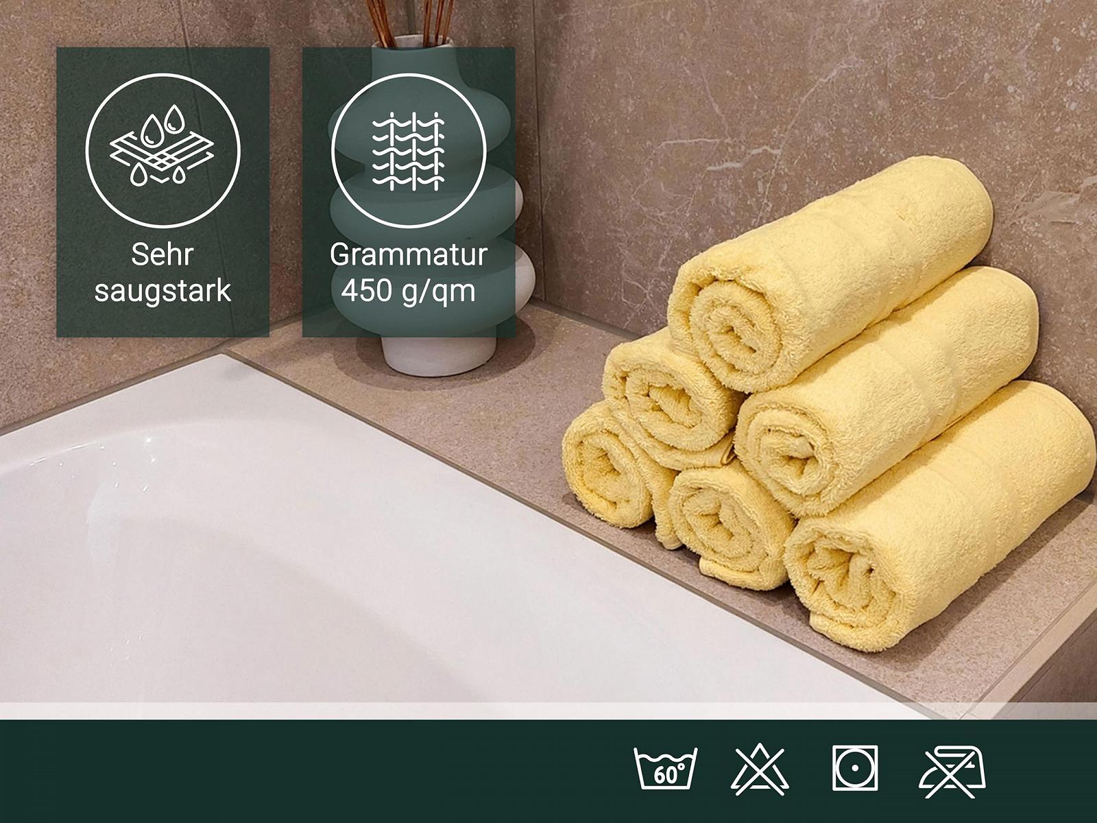 Набір рушників для рук ZOLLNER 6 штук 50 x 100 см 100% бавовна Yellow Hotel Quality, фото №5