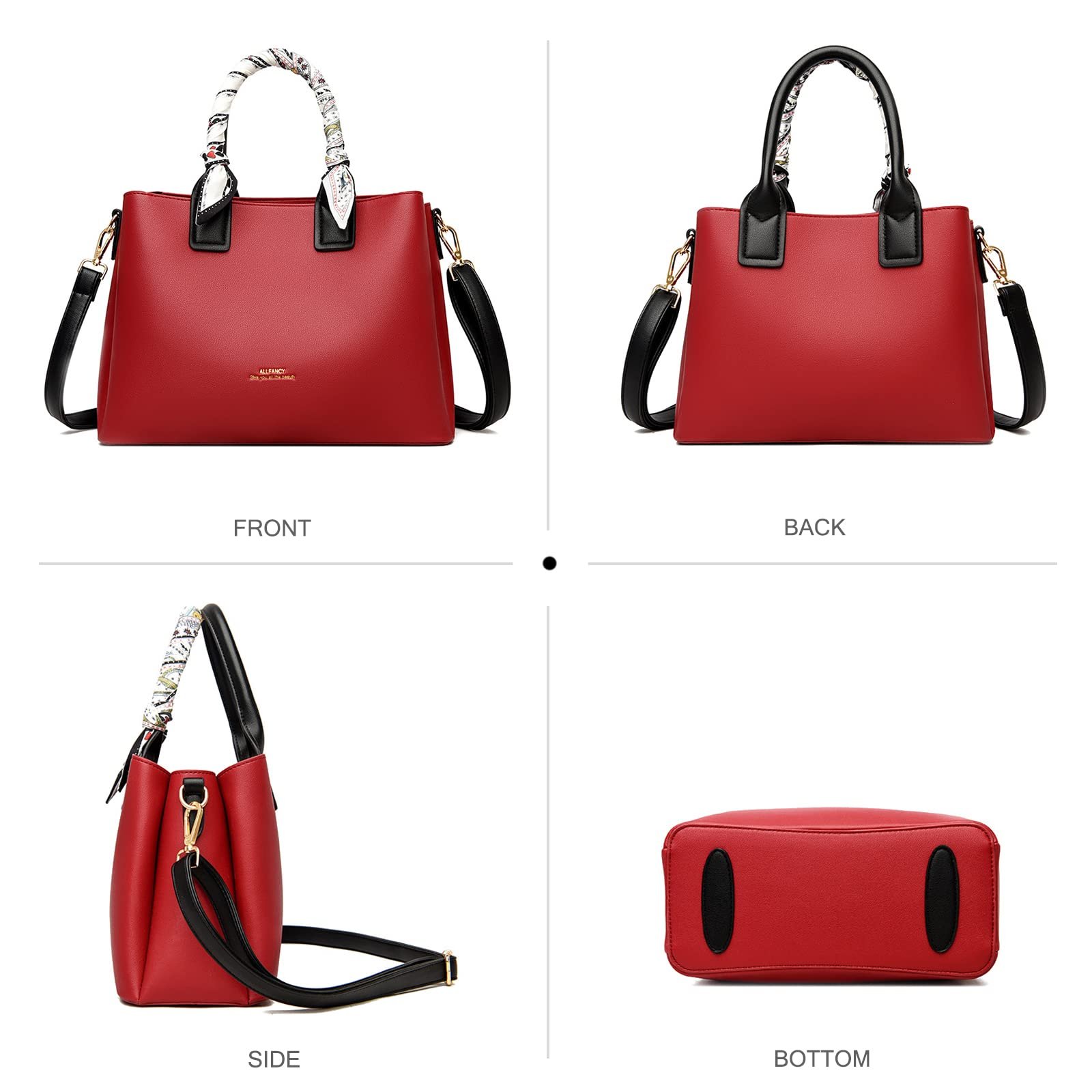 Сумка з верхньою ручкою NICOLE & DORIS, елегантна, Shopper, зі штучної шкіри, з трьома відділеннями, червона, фото №2