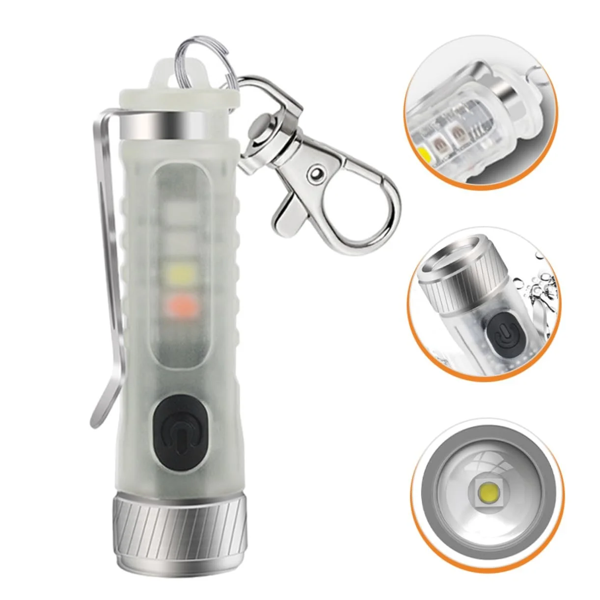 Брелок-фонарик INOOMP, набор 3 шт, Микро фонарик, Мини фонарик, LED фонарик, Портативный брелок-фонарик, Кольцо для ключей, Зарядный, фото №6