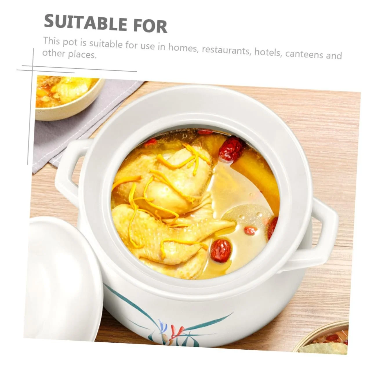 Кастрюля для супа VALICLUD керамическая термостойкая глиняная, фото №7