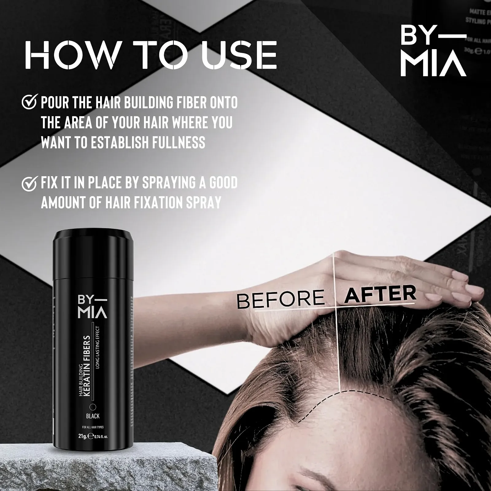 Волокна кератинові для волосся BY MIA 21 г Коричневий, фото №7 Волокна кератинові для волосся BY MIA 21 г Коричневий, фото №7