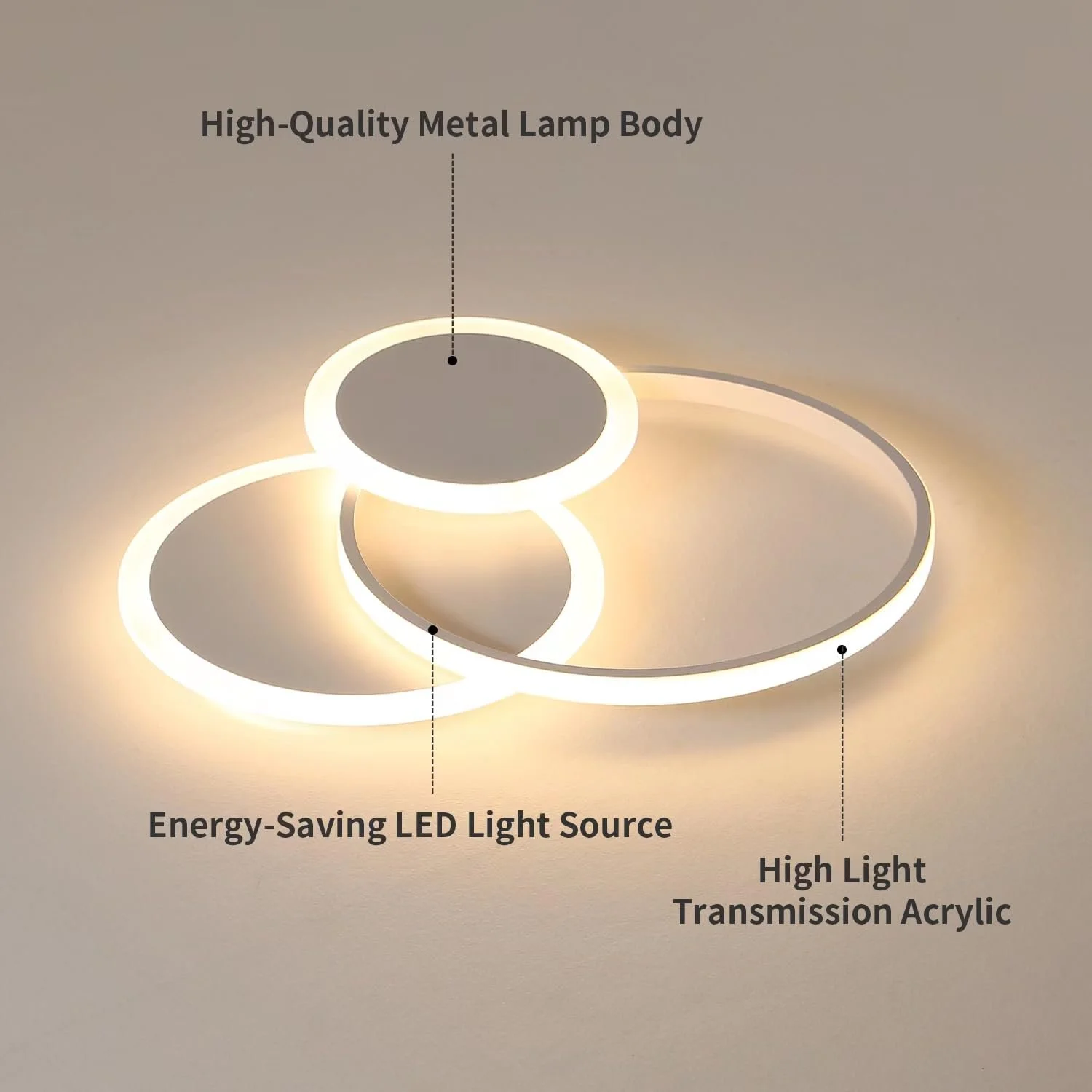 Світильник LED LXJCSM 39 Вт Креативний круглий стельовий з пультом дистанційного керування, 52 см Білий, фото №4