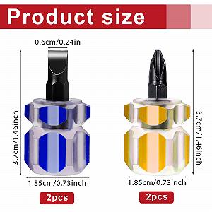 Набор отверток коротких Mabor Mini 4 шт шлиц 0.6 см и Phillips Черный Синий synthetic.ua - Фото 1