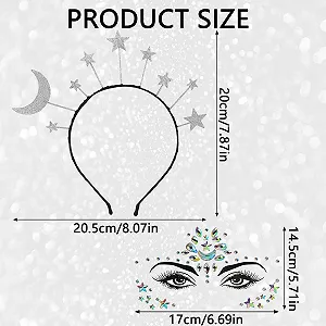 Обруч для волос со звездами и луной, серебристый synthetic.ua - Фото 1