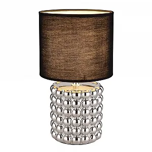 Настольная лампа GLOBO керамическая текстильная хром черная - Фото 1