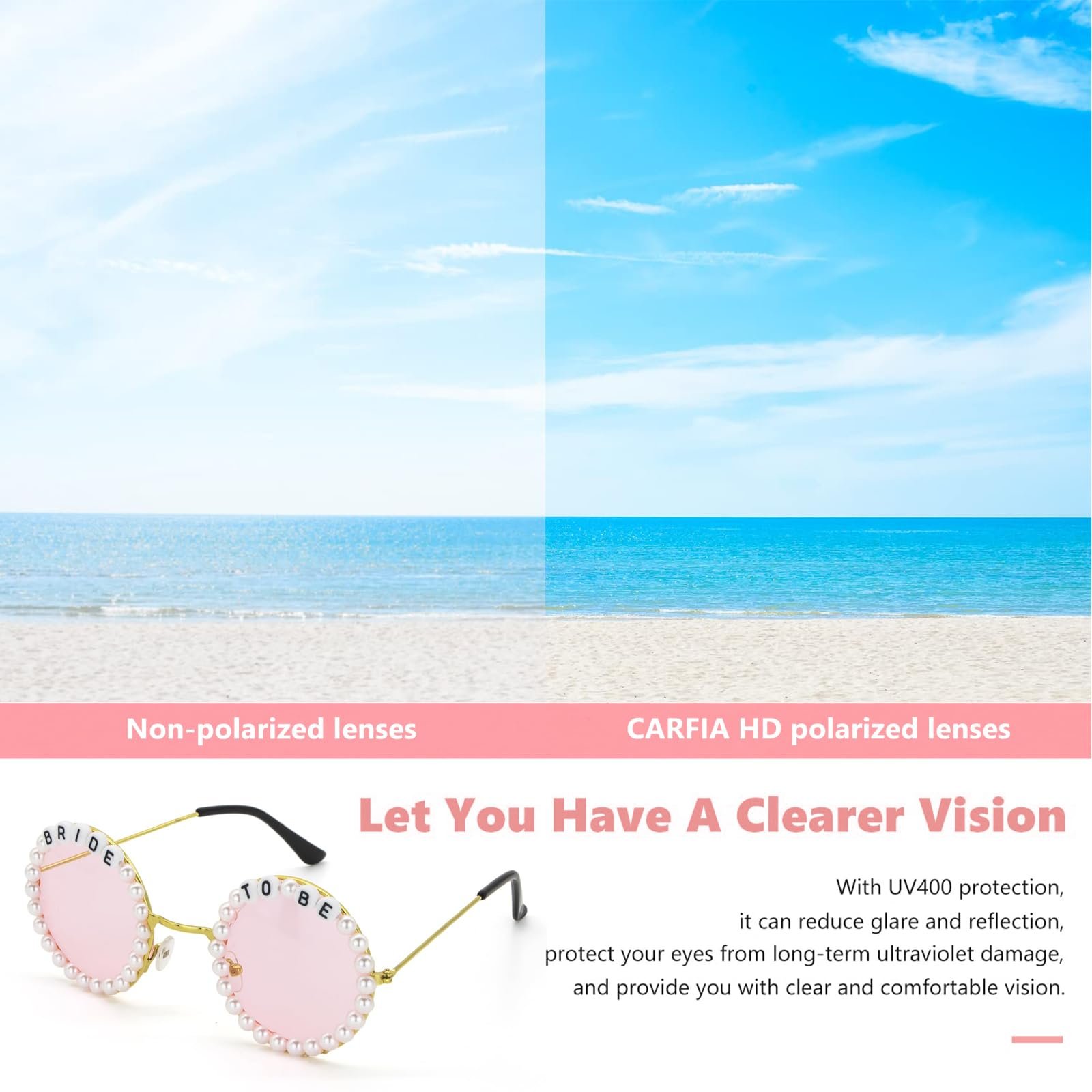 Сонцезахисні окуляри Круглі Calkkrer з бісером для нареченої, фото №4