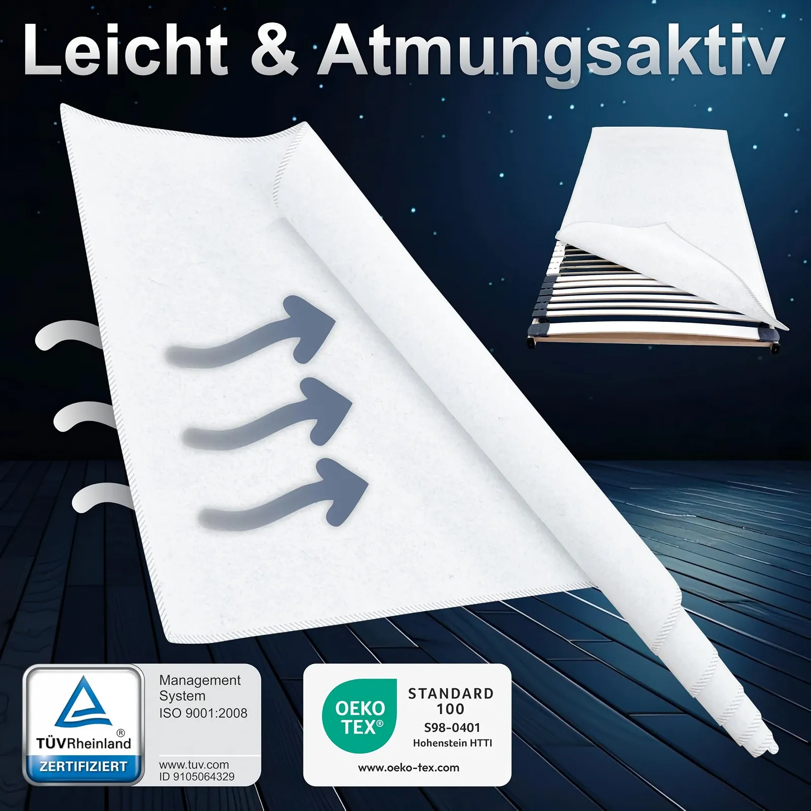 Наматрасник Matratzen Perfekt Protective, дышащий защитный наматрасник, белый, 140x200 см, фото №2