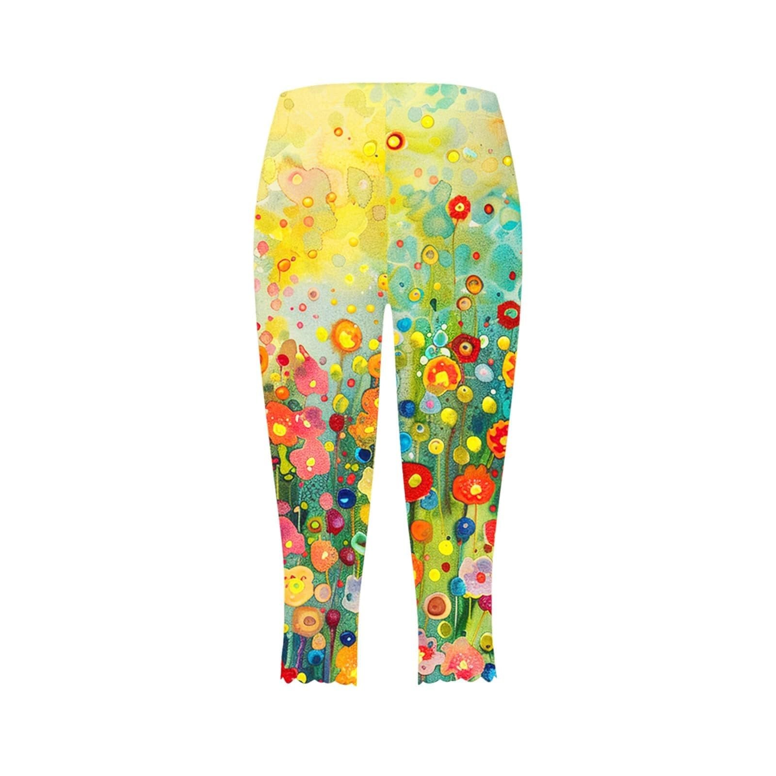 Жіночі зимові Capri Leggings 2025, міцні, з квітковим принтом, літні повсякденні Capri до коліна 2024, облягаючі зручні укорочені Для активного відпочинку, фото №3