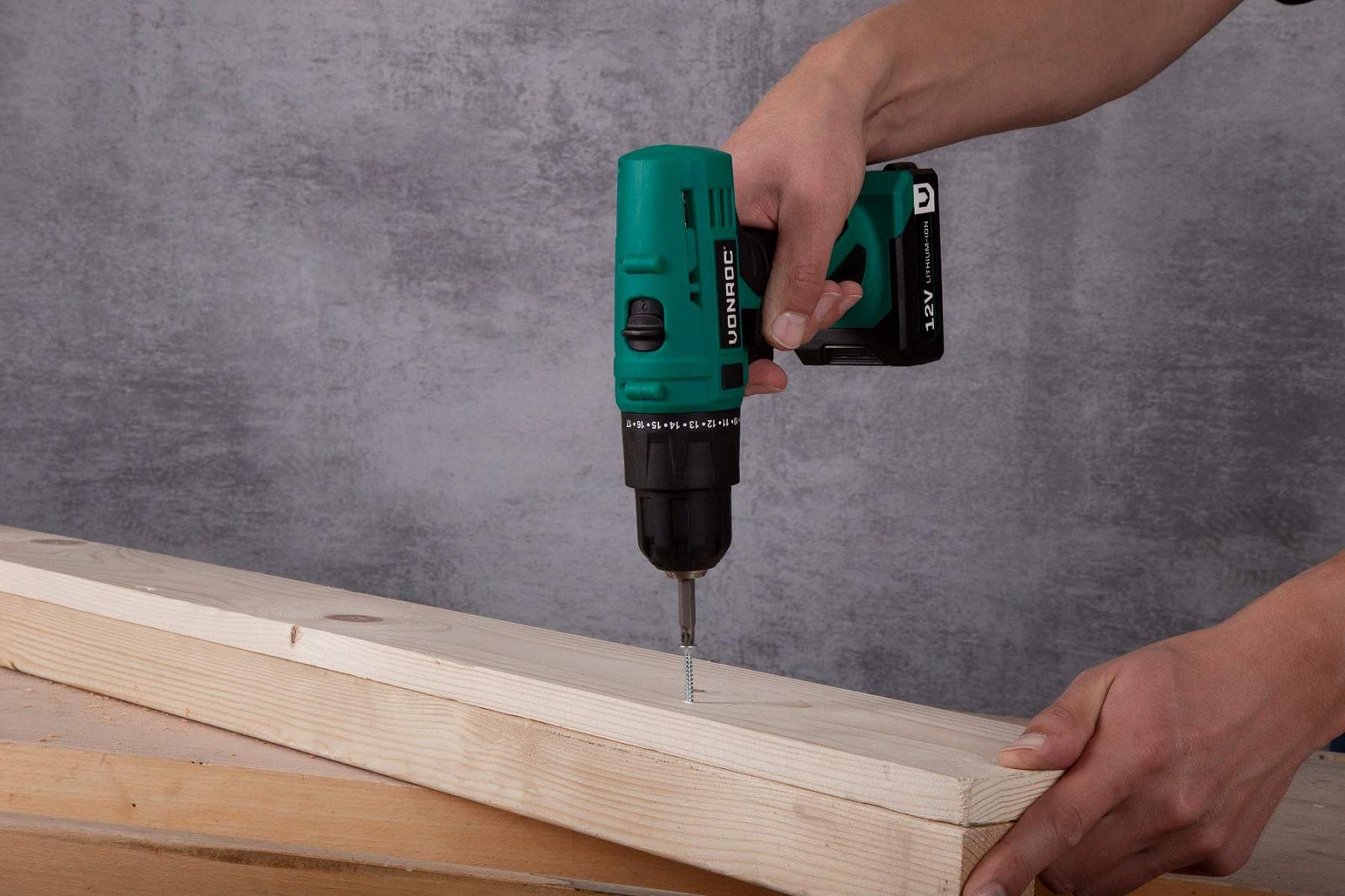 Шурупокрут VONROC Cordless 12 V Акумулятор Зарядний пристрій Біти Гвинти Сумка, фото №5