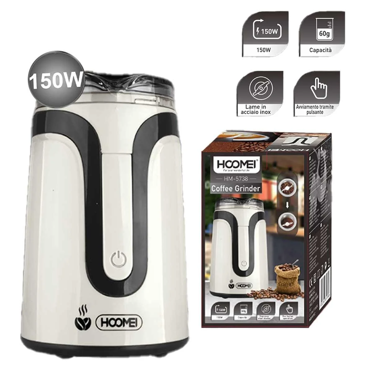 Кофемолка электрическая A2ZWORLD HM-5738-60g, фото №2